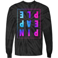 Retro Upside Down Pineapple Swinger Pastel Text Grid Tie-Dye Long Sleeve Shirt