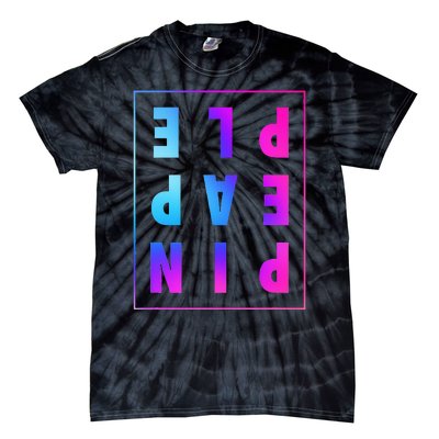 Retro Upside Down Pineapple Swinger Pastel Text Grid Tie-Dye T-Shirt