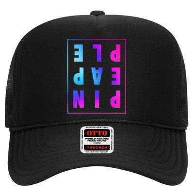 Retro Upside Down Pineapple Swinger Pastel Text Grid Trucker Hat