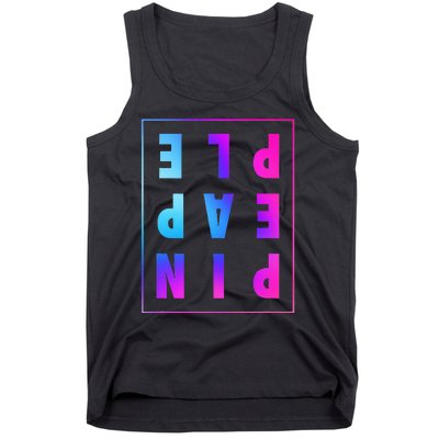 Retro Upside Down Pineapple Swinger Pastel Text Grid Tank Top