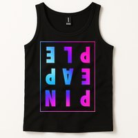 Retro Upside Down Pineapple Swinger Pastel Text Grid Tank Top