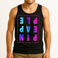 Retro Upside Down Pineapple Swinger Pastel Text Grid Tank Top