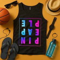 Retro Upside Down Pineapple Swinger Pastel Text Grid Tank Top