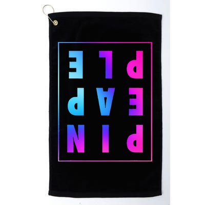 Retro Upside Down Pineapple Swinger Pastel Text Grid Golf Towel