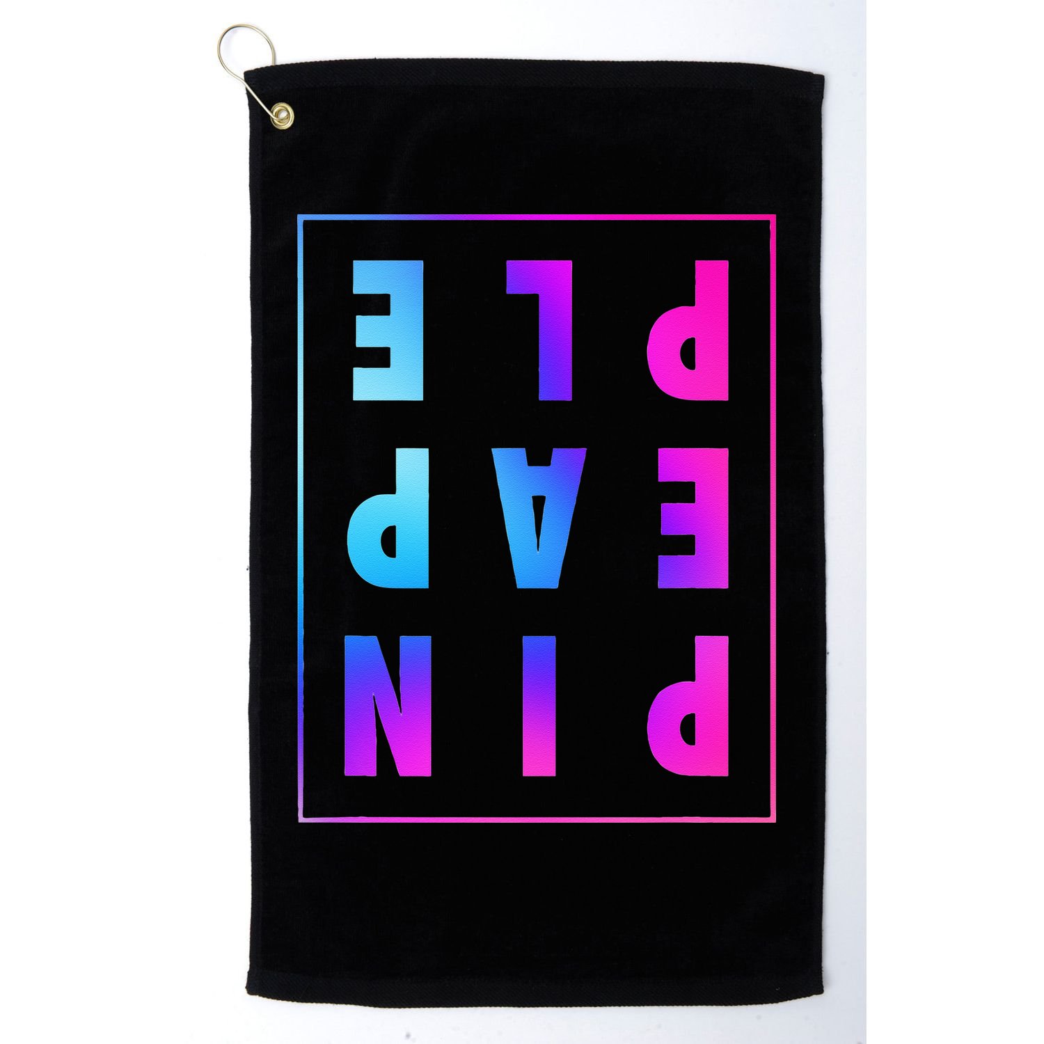 Retro Upside Down Pineapple Swinger Pastel Text Grid Golf Towel