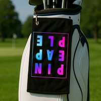 Retro Upside Down Pineapple Swinger Pastel Text Grid Golf Towel