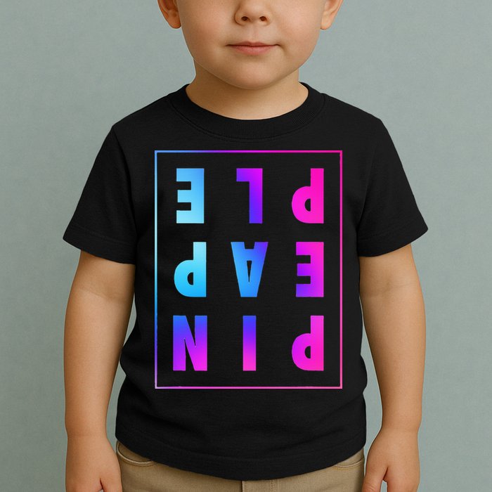 Retro Upside Down Pineapple Swinger Pastel Text Grid Toddler T-Shirt