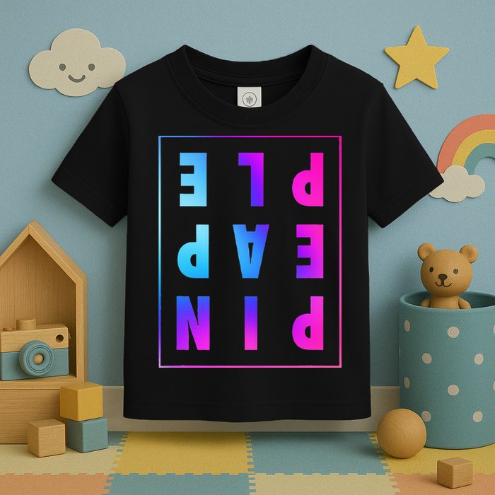 Retro Upside Down Pineapple Swinger Pastel Text Grid Toddler T-Shirt
