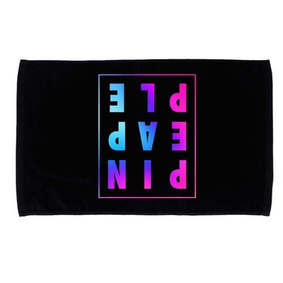 Retro Upside Down Pineapple Swinger Pastel Text Grid Microfiber Hand Towel