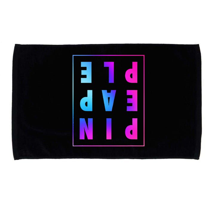 Retro Upside Down Pineapple Swinger Pastel Text Grid Microfiber Hand Towel