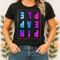 Retro Upside Down Pineapple Swinger Pastel Text Grid Womens T-Shirt