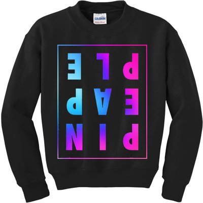 Retro Upside Down Pineapple Swinger Pastel Text Grid Kids Sweatshirt