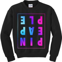 Retro Upside Down Pineapple Swinger Pastel Text Grid Kids Sweatshirt