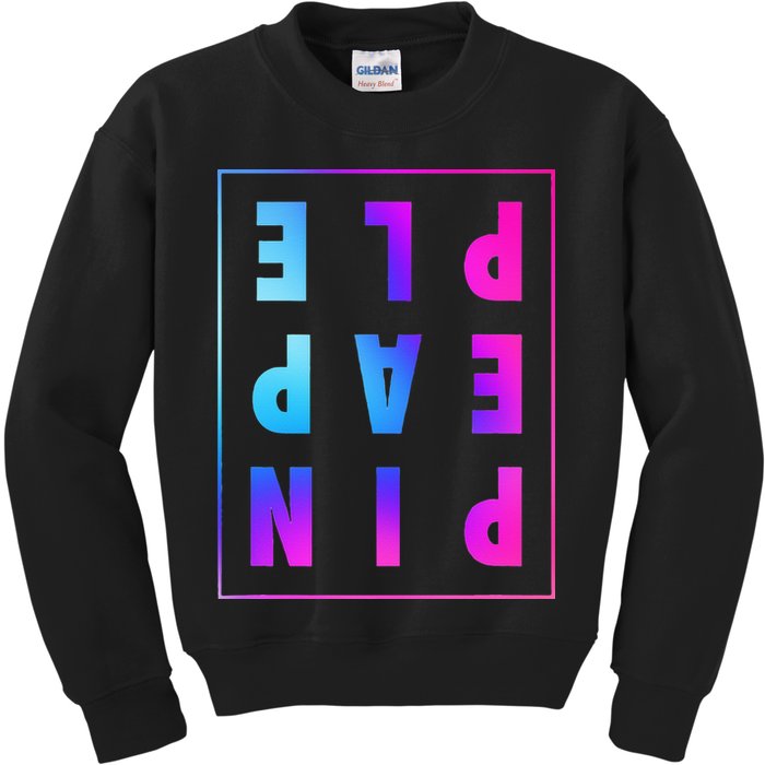 Retro Upside Down Pineapple Swinger Pastel Text Grid Kids Sweatshirt