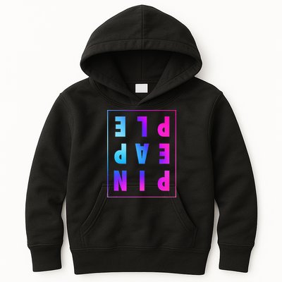 Retro Upside Down Pineapple Swinger Pastel Text Grid Kids Hoodie