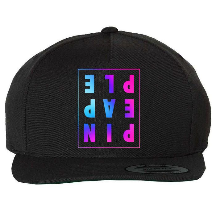 Retro Upside Down Pineapple Swinger Pastel Text Grid Wool Snapback Cap