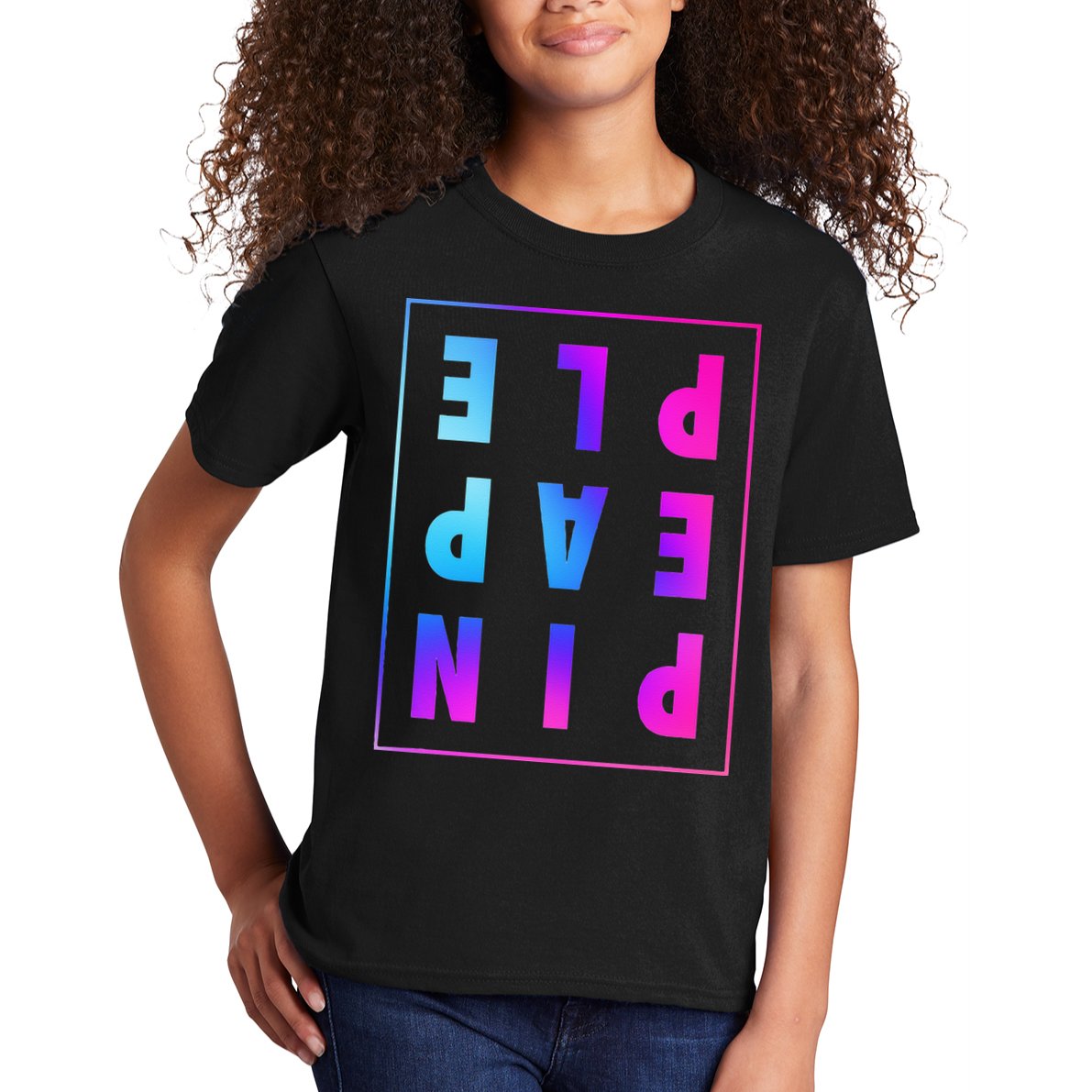 Retro Upside Down Pineapple Swinger Pastel Text Grid Kids T-Shirt