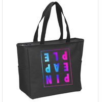 Retro Upside Down Pineapple Swinger Pastel Text Grid Zip Tote Bag