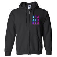 Retro Upside Down Pineapple Swinger Pastel Text Grid Full Zip Hoodie