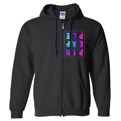 Retro Upside Down Pineapple Swinger Pastel Text Grid Full Zip Hoodie