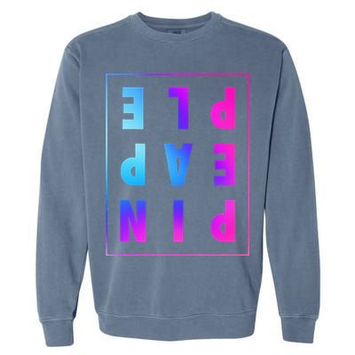 Retro Upside Down Pineapple Swinger Pastel Text Grid Garment-Dyed Sweatshirt