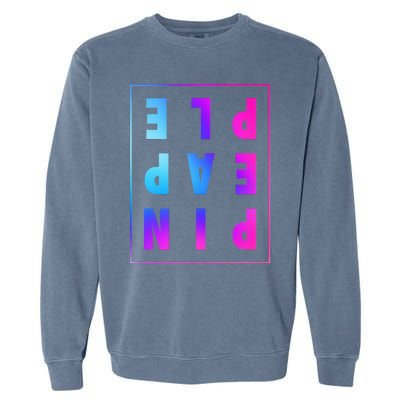 Retro Upside Down Pineapple Swinger Pastel Text Grid Garment-Dyed Sweatshirt