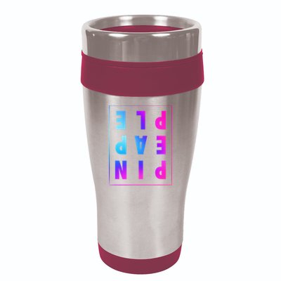 Retro Upside Down Pineapple Swinger Pastel Text Grid 16oz Travel Tumbler