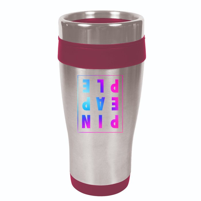 Retro Upside Down Pineapple Swinger Pastel Text Grid 16oz Travel Tumbler