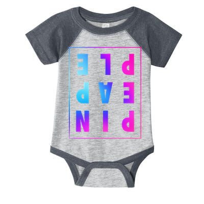 Retro Upside Down Pineapple Swinger Pastel Text Grid Infant Baby Jersey Bodysuit