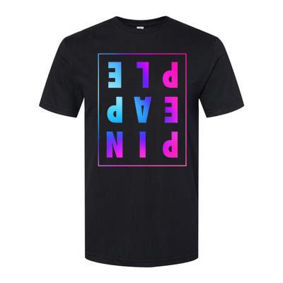 Retro Upside Down Pineapple Swinger Pastel Text Grid Softstyle CVC T-Shirt