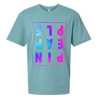 Retro Upside Down Pineapple Swinger Pastel Text Grid Sueded Cloud Jersey T-Shirt