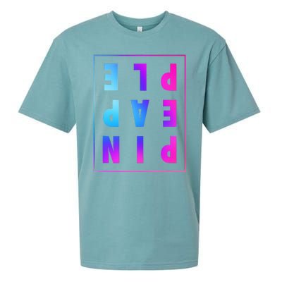 Retro Upside Down Pineapple Swinger Pastel Text Grid Sueded Cloud Jersey T-Shirt