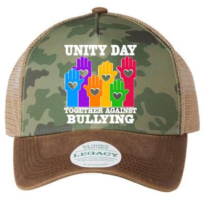 Retro Unity Day Together Against Bullying Raised Hands Legacy Tie Dye Trucker Hat