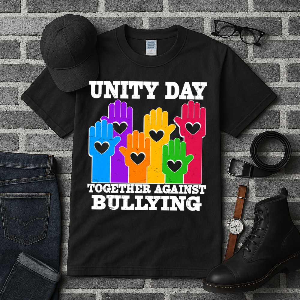 Retro Unity Day Together Against Bullying Raised Hands Tall T-Shirt