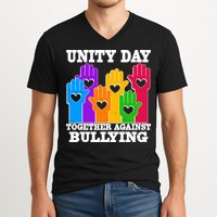 Retro Unity Day Together Against Bullying Raised Hands V-Neck T-Shirt