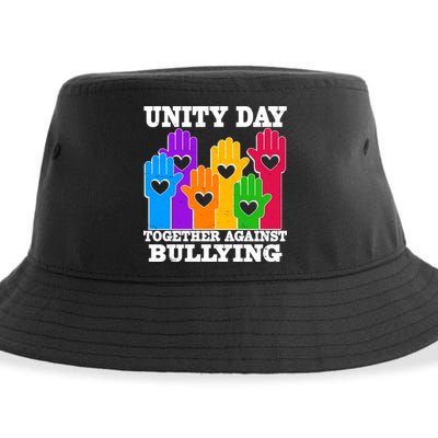 Retro Unity Day Together Against Bullying Raised Hands Sustainable Bucket Hat