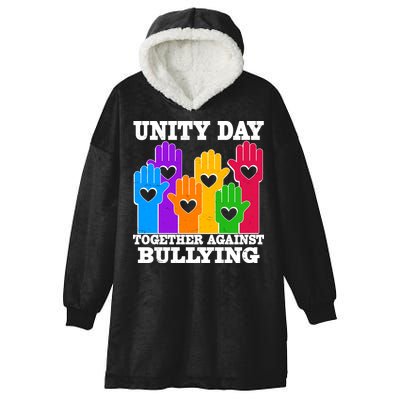Retro Unity Day Together Against Bullying Raised Hands Hooded Wearable Blanket