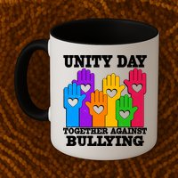 Retro Unity Day Together Against Bullying Raised Hands Mug