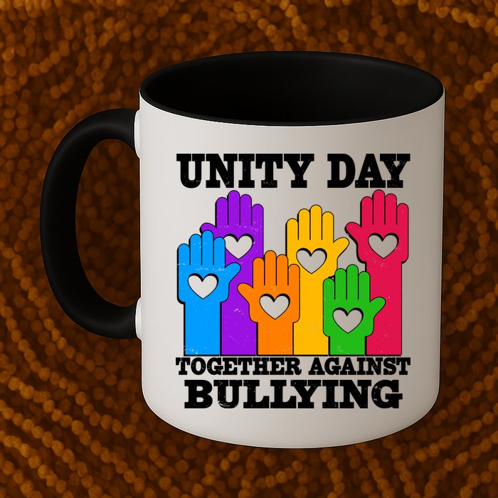 Retro Unity Day Together Against Bullying Raised Hands Mug