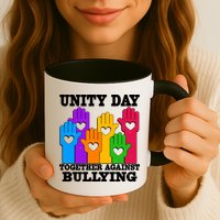 Retro Unity Day Together Against Bullying Raised Hands Mug