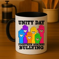Retro Unity Day Together Against Bullying Raised Hands Mug