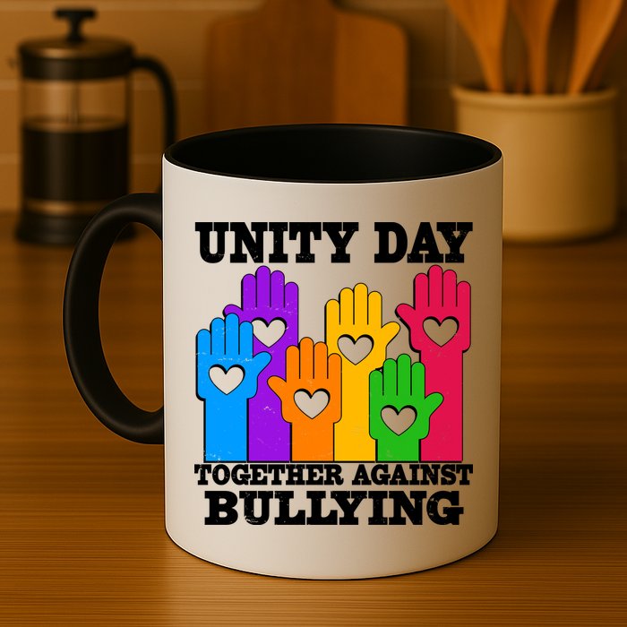Retro Unity Day Together Against Bullying Raised Hands Mug