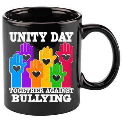 Retro Unity Day Together Against Bullying Raised Hands 11oz C Handle Ceramic Mug