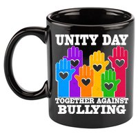 Retro Unity Day Together Against Bullying Raised Hands 11oz C Handle Ceramic Mug
