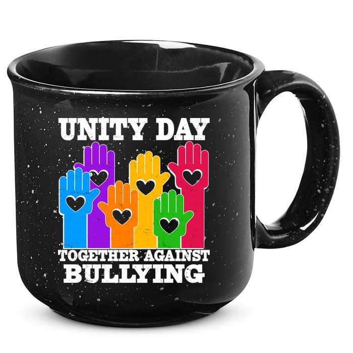 Retro Unity Day Together Against Bullying Raised Hands 15oz Campfire Ceramic Mug