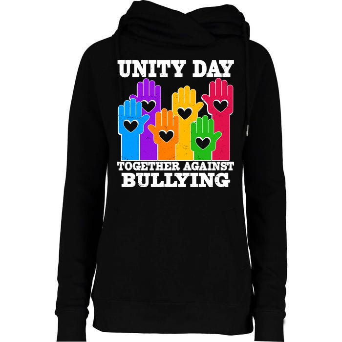 Retro Unity Day Together Against Bullying Raised Hands Womens Funnel Neck Pullover Hood