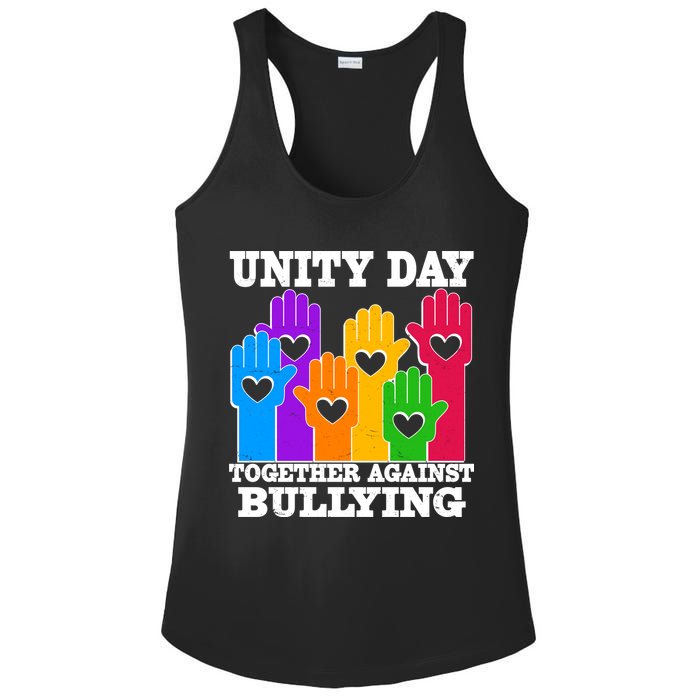 Retro Unity Day Together Against Bullying Raised Hands Ladies PosiCharge Competitor Racerback Tank