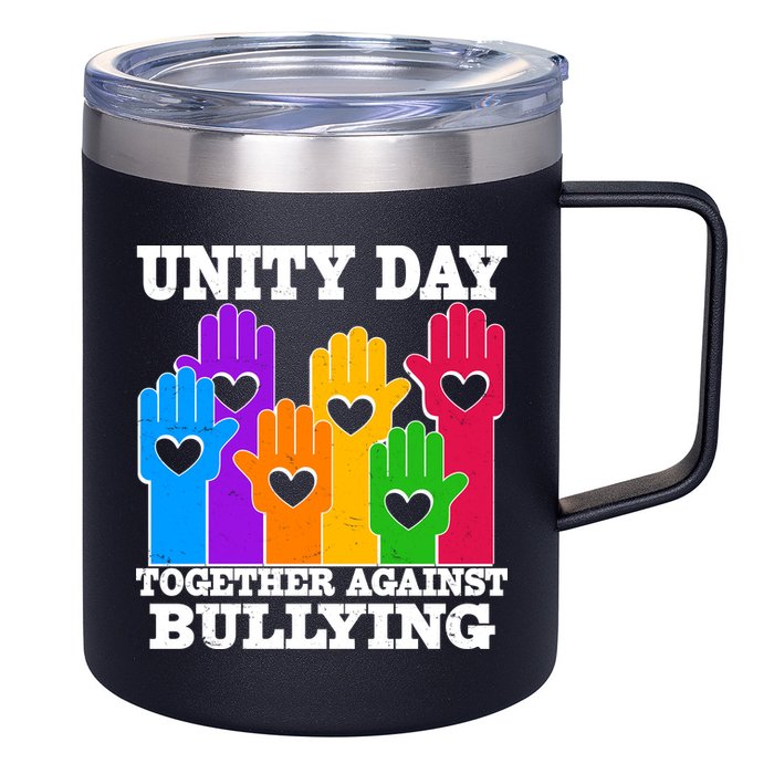 Retro Unity Day Together Against Bullying Raised Hands 12oz Stainless Steel Coffee Mug