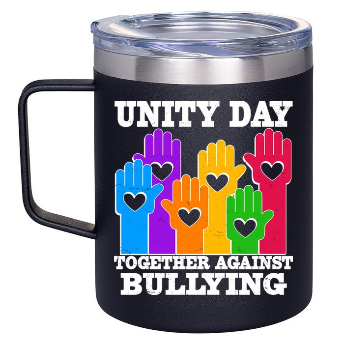 Retro Unity Day Together Against Bullying Raised Hands 12oz Stainless Steel Coffee Mug