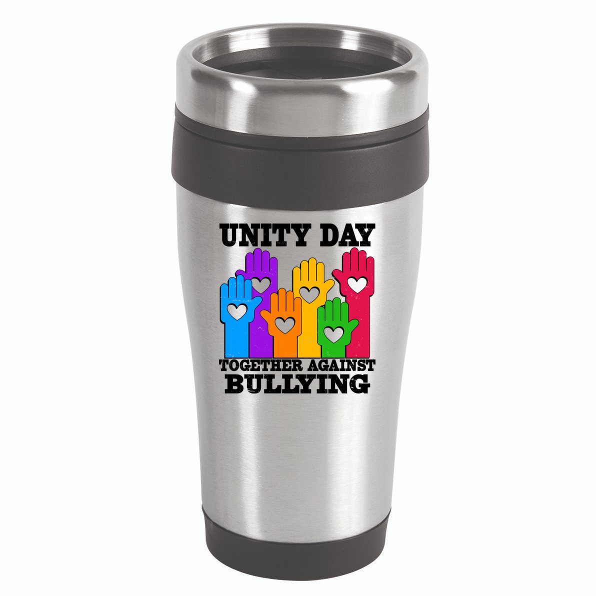 Retro Unity Day Together Against Bullying Raised Hands 16oz Travel Tumbler